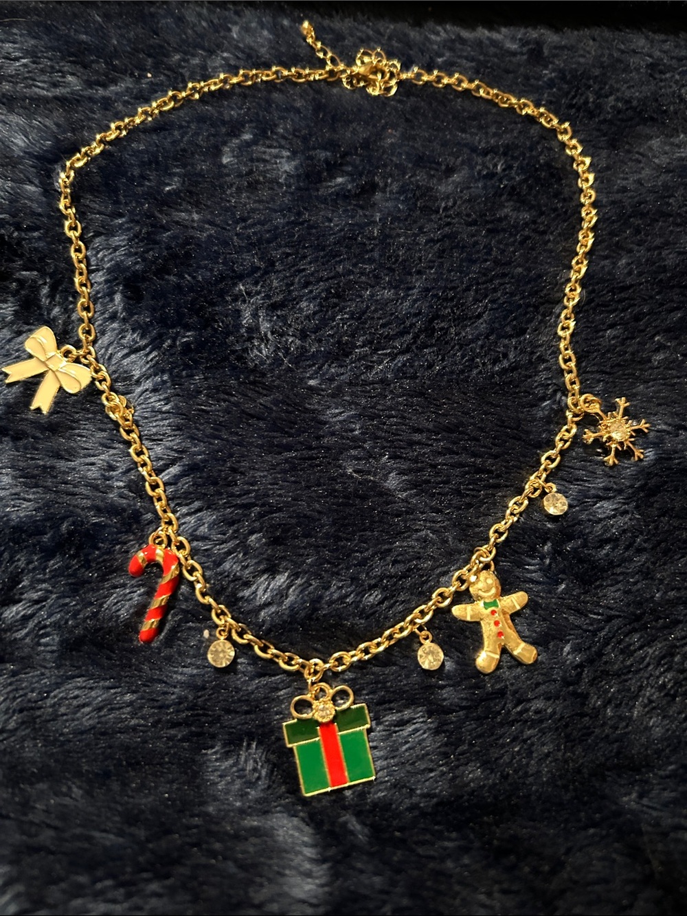 Kohl's Gold-Tone Holiday Charm Necklace with Red & Green Enamel Accents